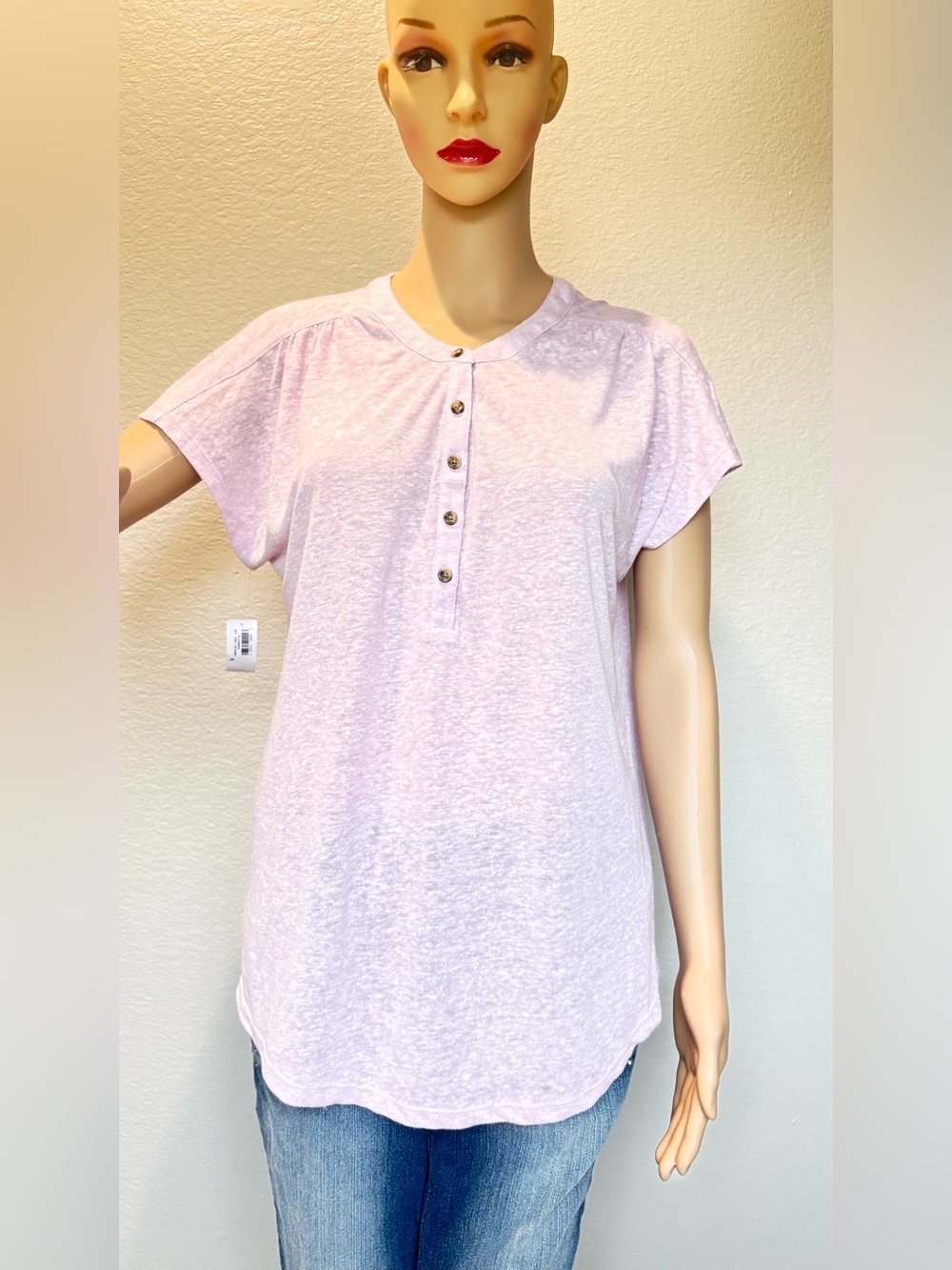 Old Navy Light Lavender Henley Short Sleeve Tee